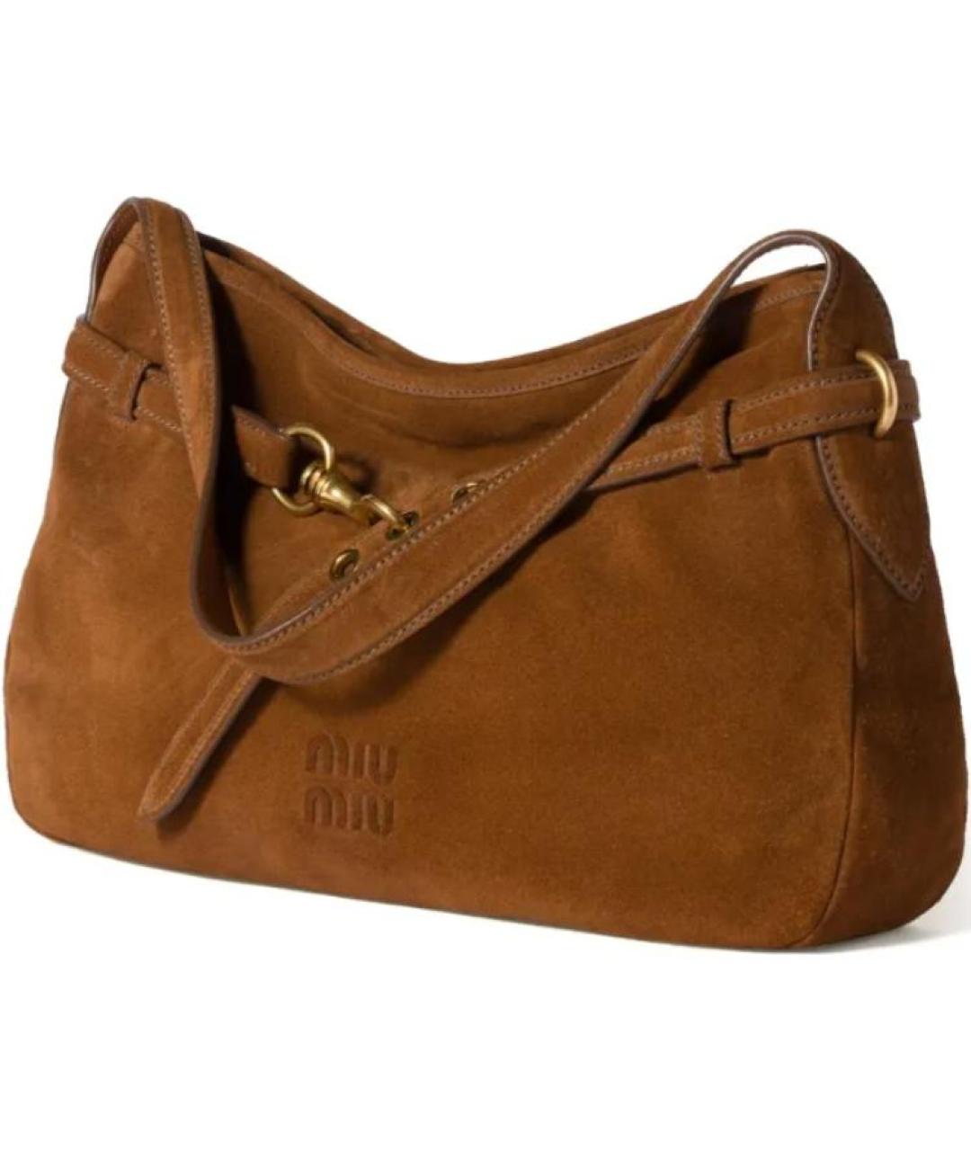 MIU MIU Коричневая замшевая сумка через плечо, фото 2