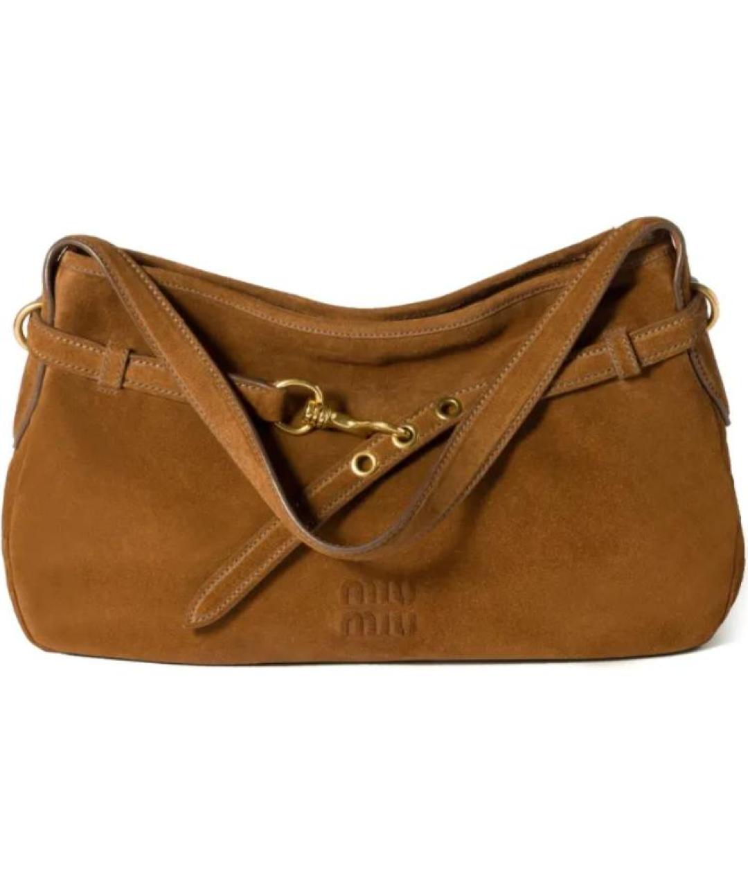 MIU MIU Коричневая замшевая сумка через плечо, фото 1