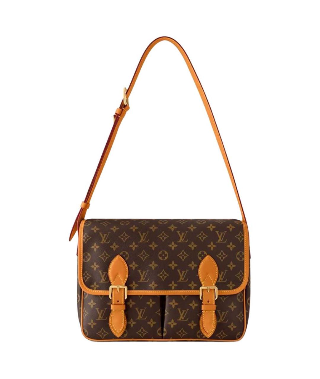 LOUIS VUITTON Коричневая кожаная сумка на плечо, фото 1