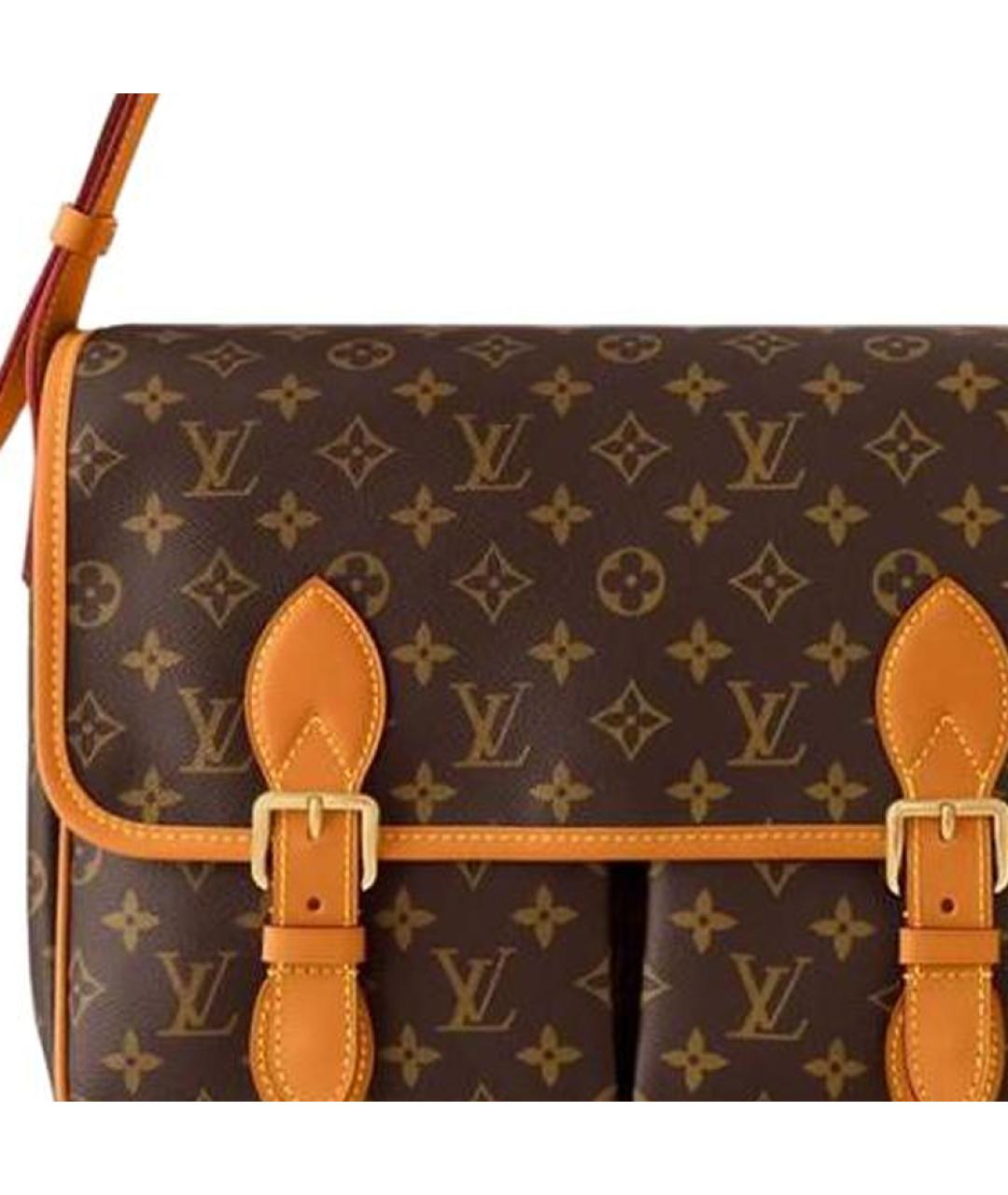LOUIS VUITTON Коричневая кожаная сумка на плечо, фото 5