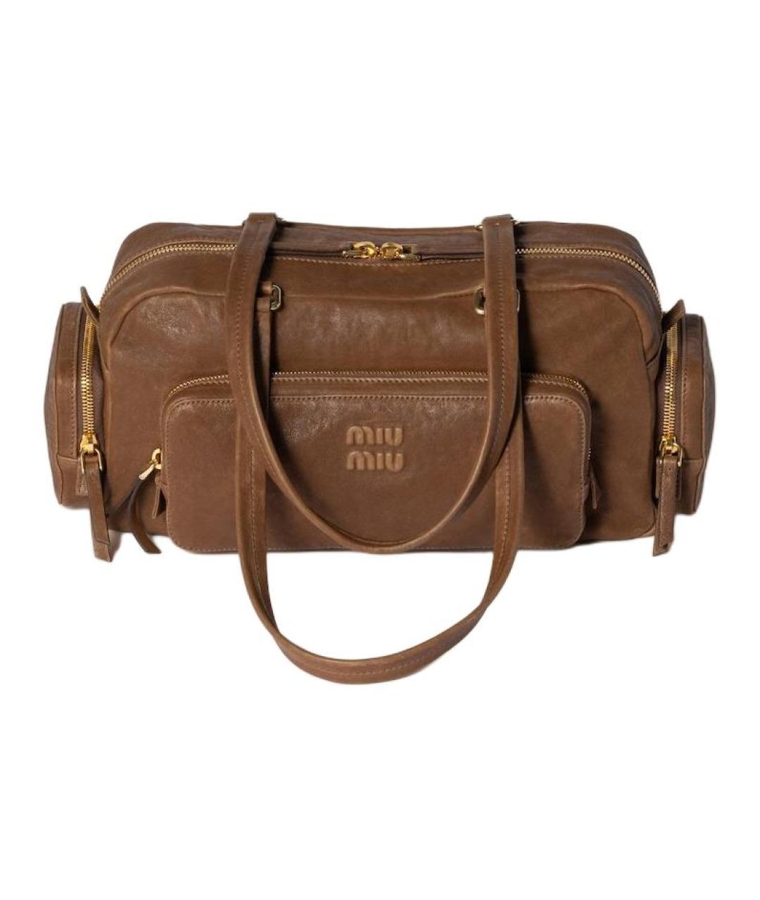 MIU MIU Коричневая кожаная сумка через плечо, фото 1