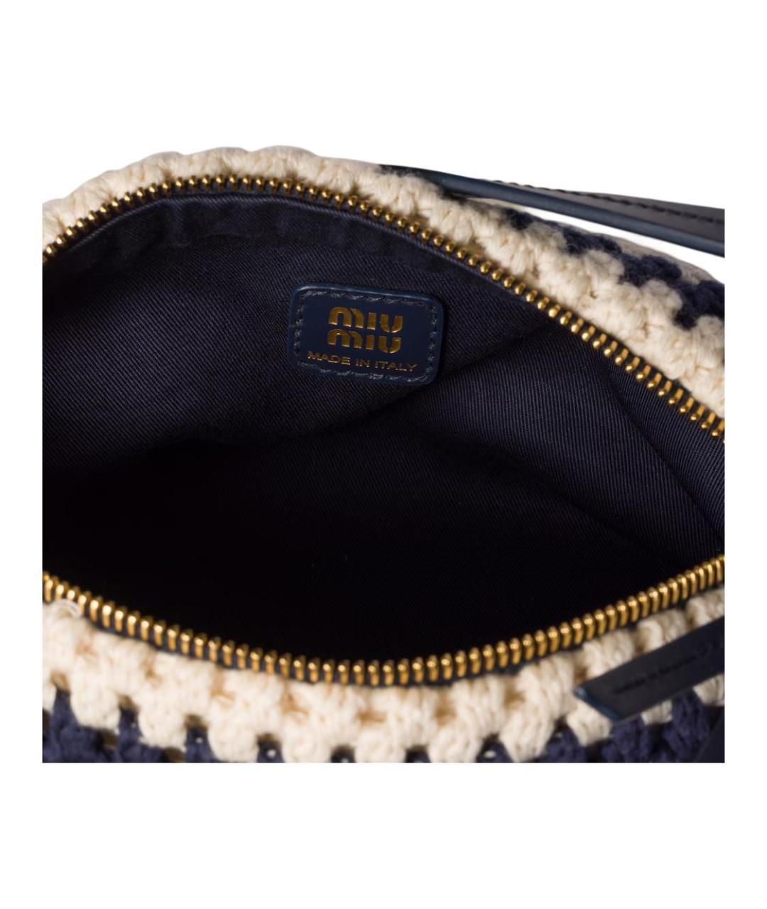 MIU MIU Темно-синяя пелетеная сумка через плечо, фото 4