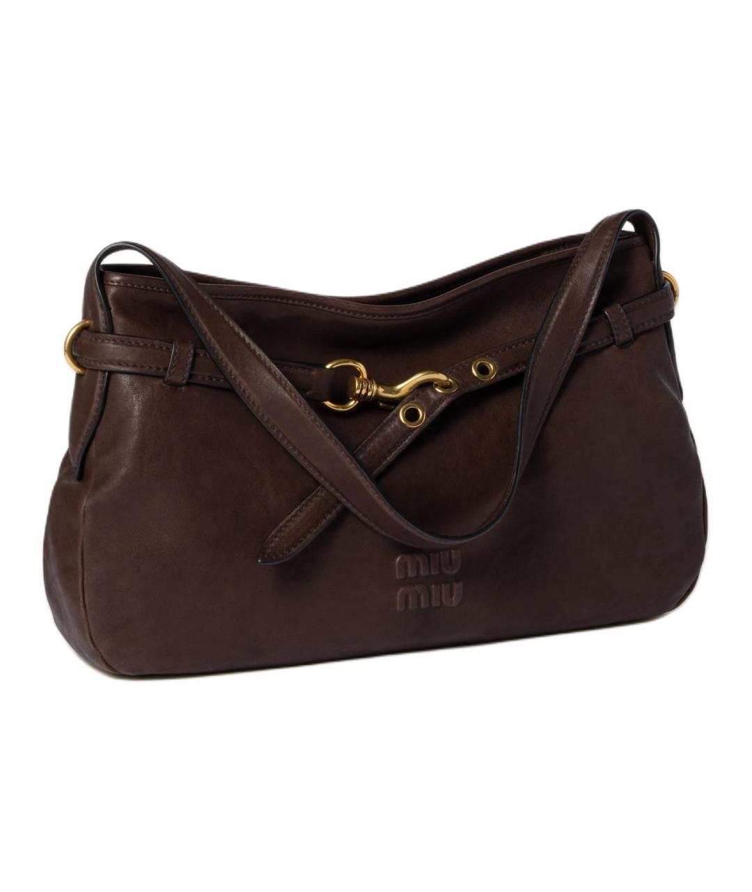 MIU MIU Коричневая кожаная сумка через плечо, фото 2