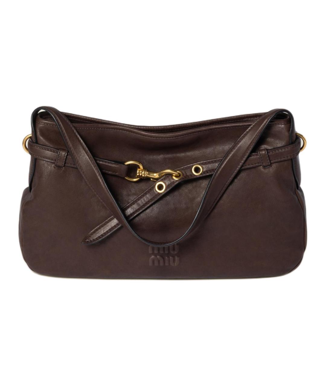 MIU MIU Коричневая кожаная сумка через плечо, фото 1