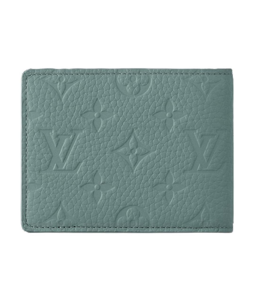 LOUIS VUITTON Зеленый кожаный кошелек, фото 3