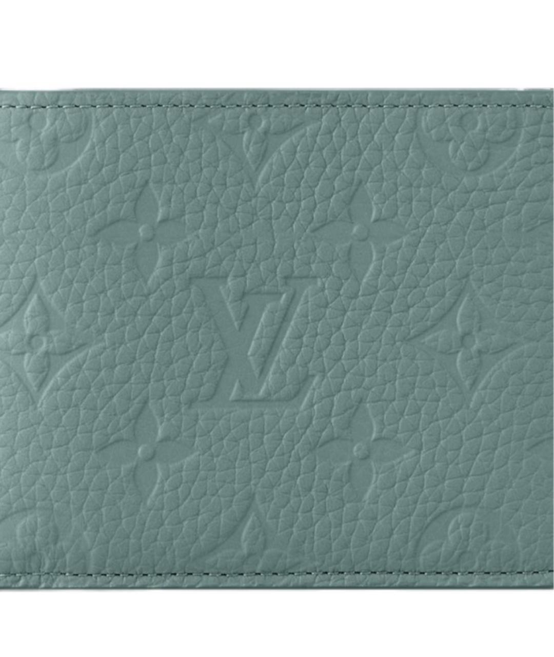 LOUIS VUITTON Зеленый кожаный кошелек, фото 5