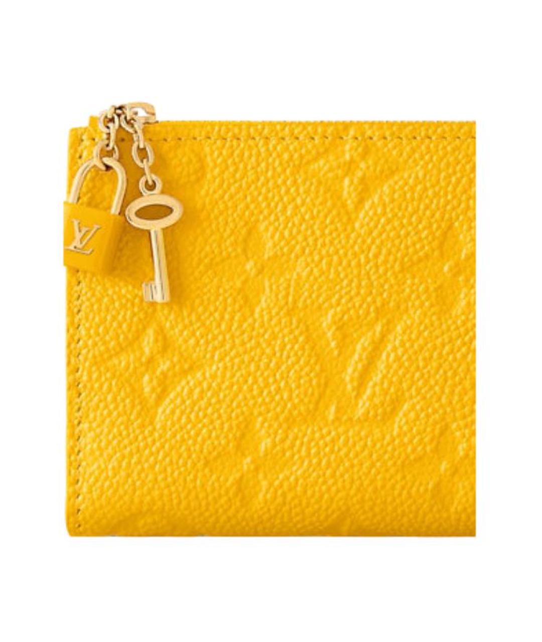 LOUIS VUITTON Желтый кожаный кошелек, фото 7