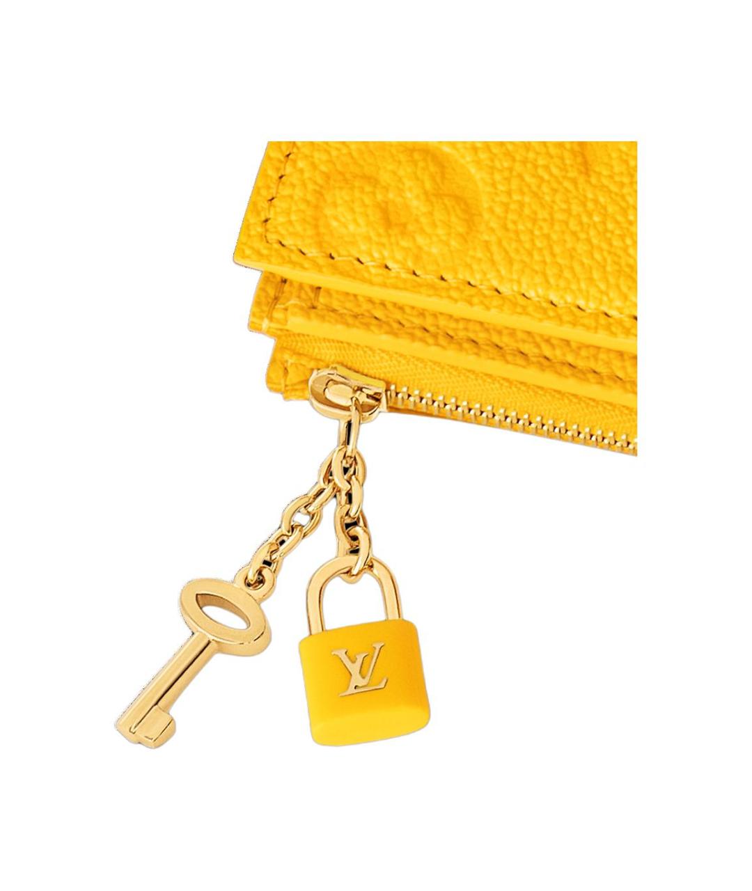 LOUIS VUITTON Желтый кожаный кошелек, фото 6