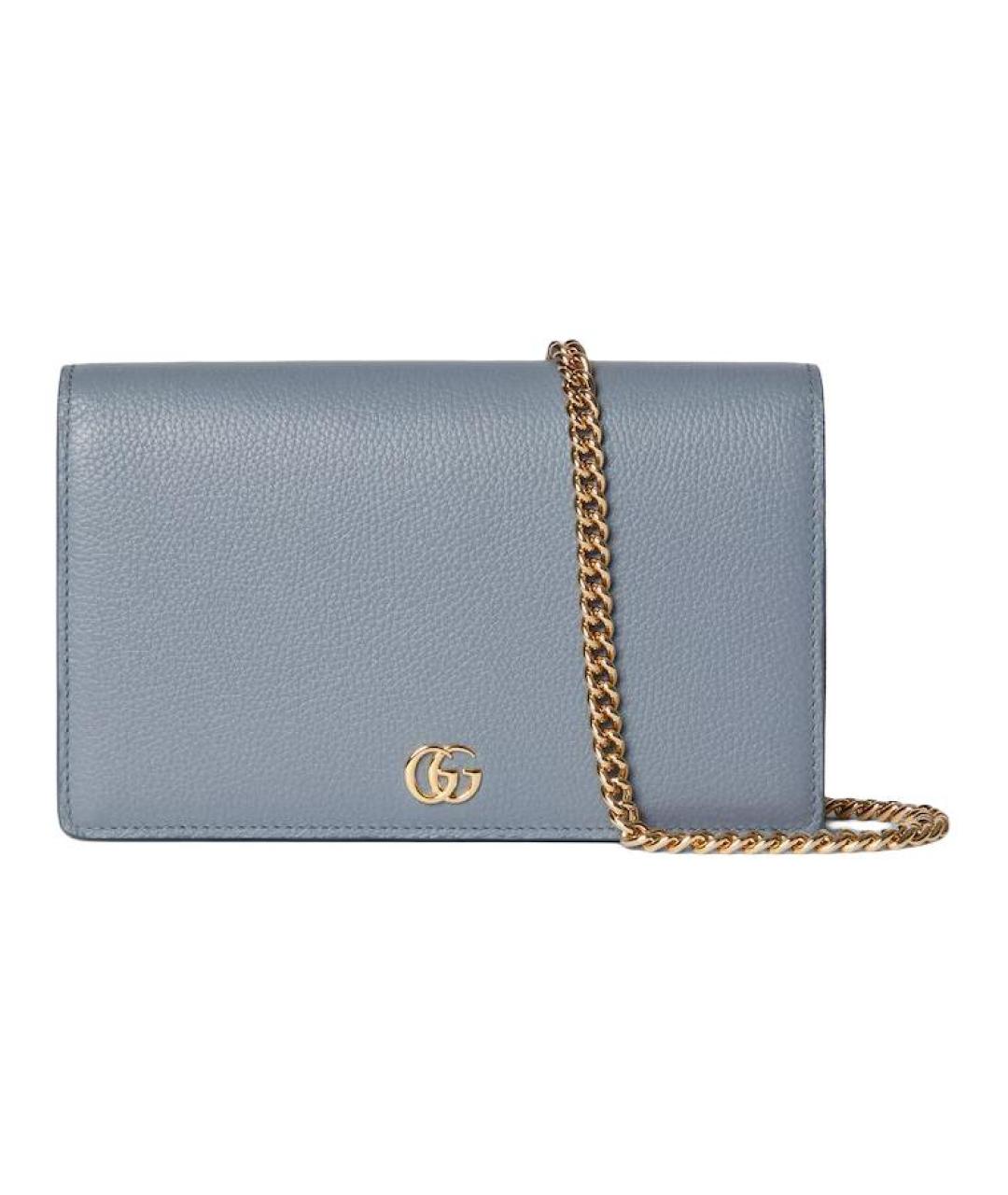 GUCCI Голубая кожаная сумка через плечо, фото 1