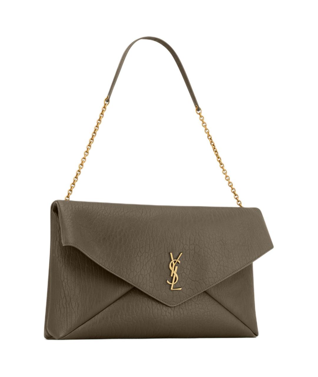 SAINT LAURENT Коричневая кожаная сумка через плечо, фото 2