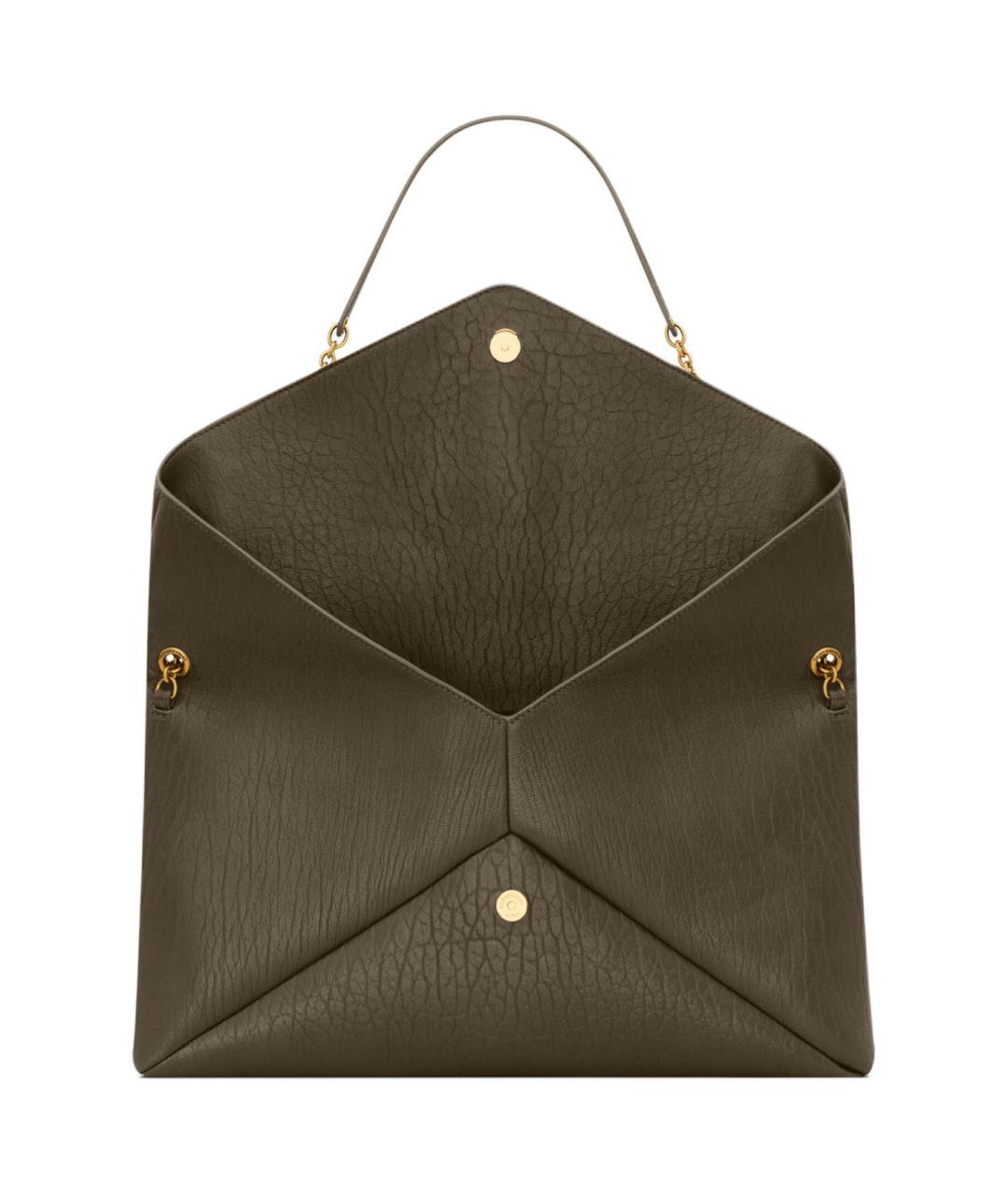 SAINT LAURENT Коричневая кожаная сумка через плечо, фото 5