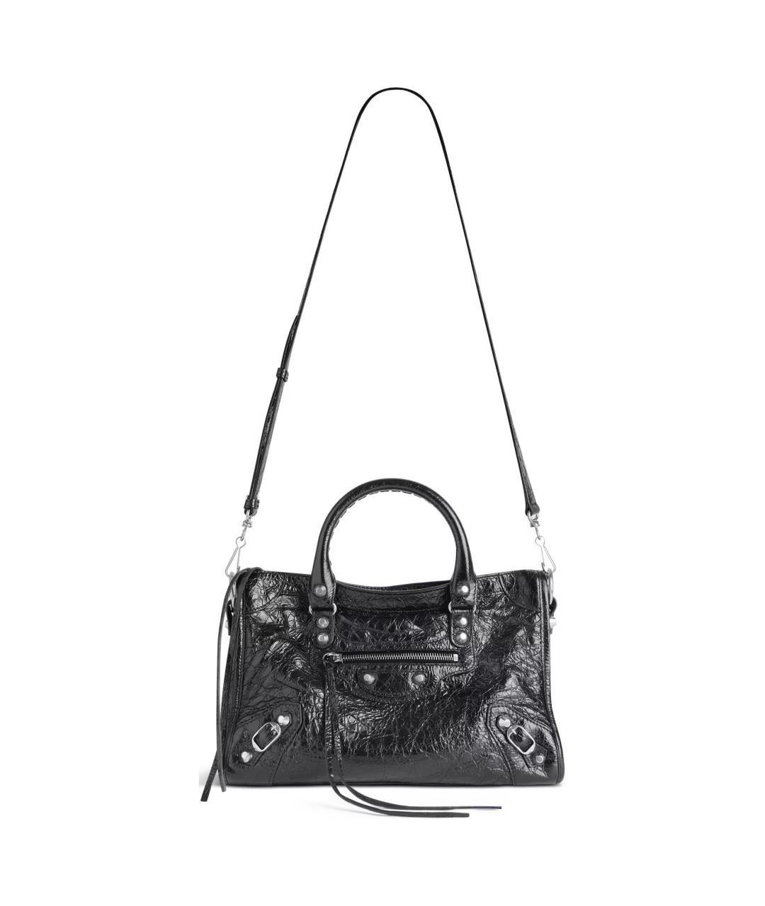 BALENCIAGA Черная кожаная сумка через плечо, фото 2