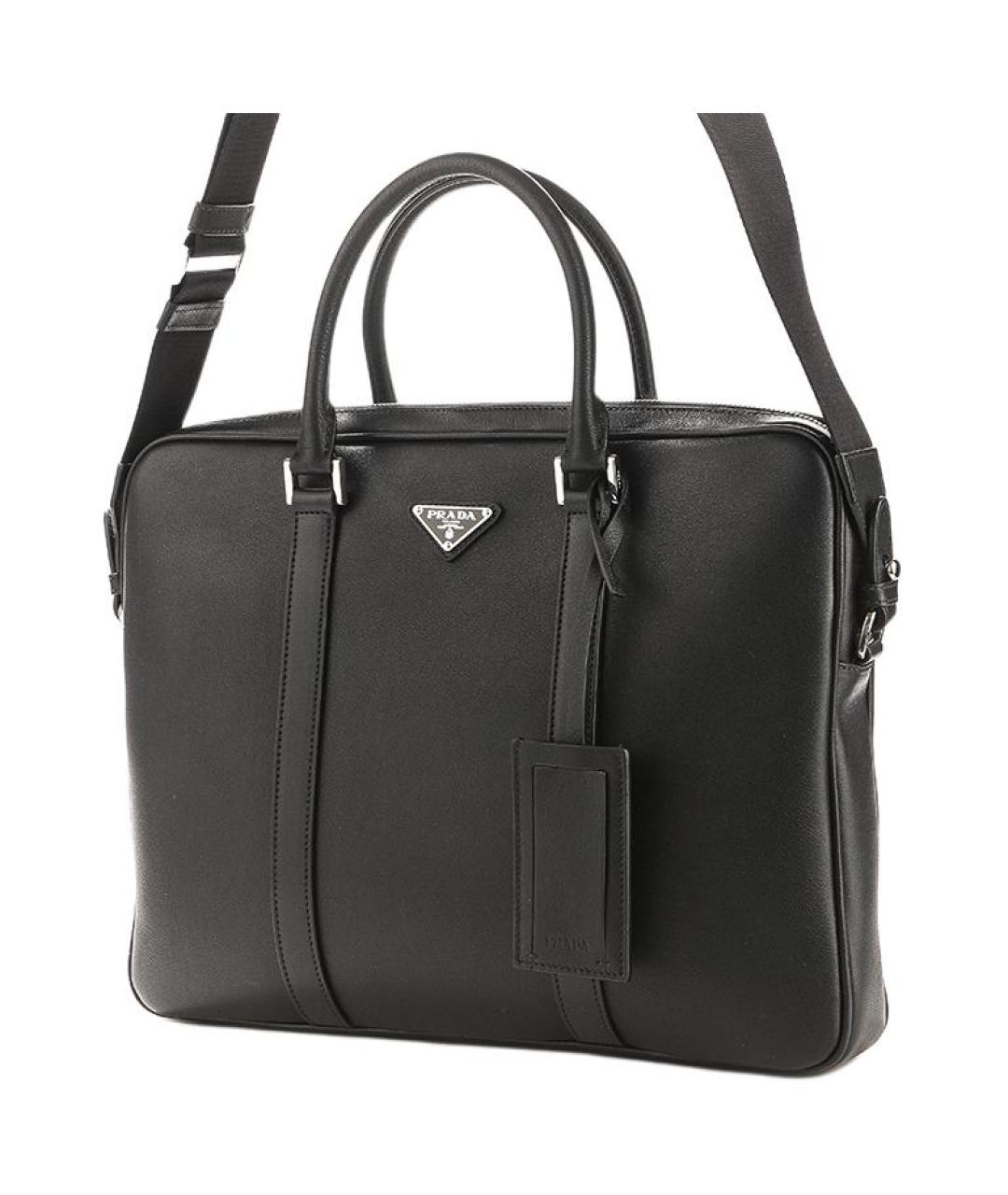 PRADA Черный кожаный портфель, фото 6