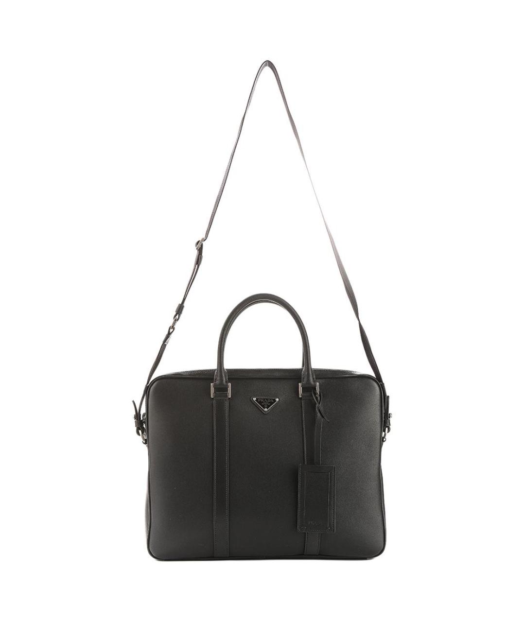 PRADA Черный кожаный портфель, фото 5
