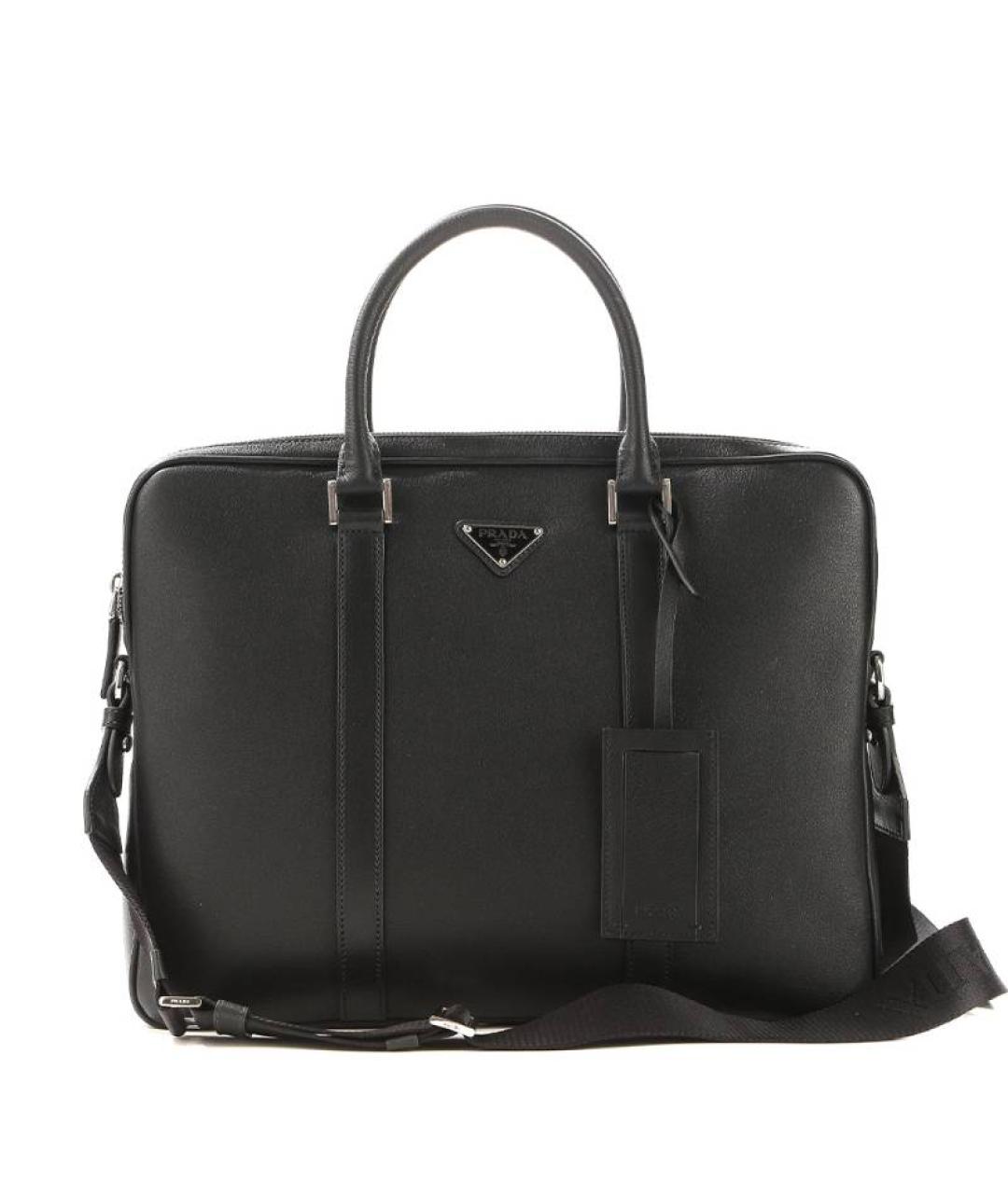 PRADA Черный кожаный портфель, фото 1