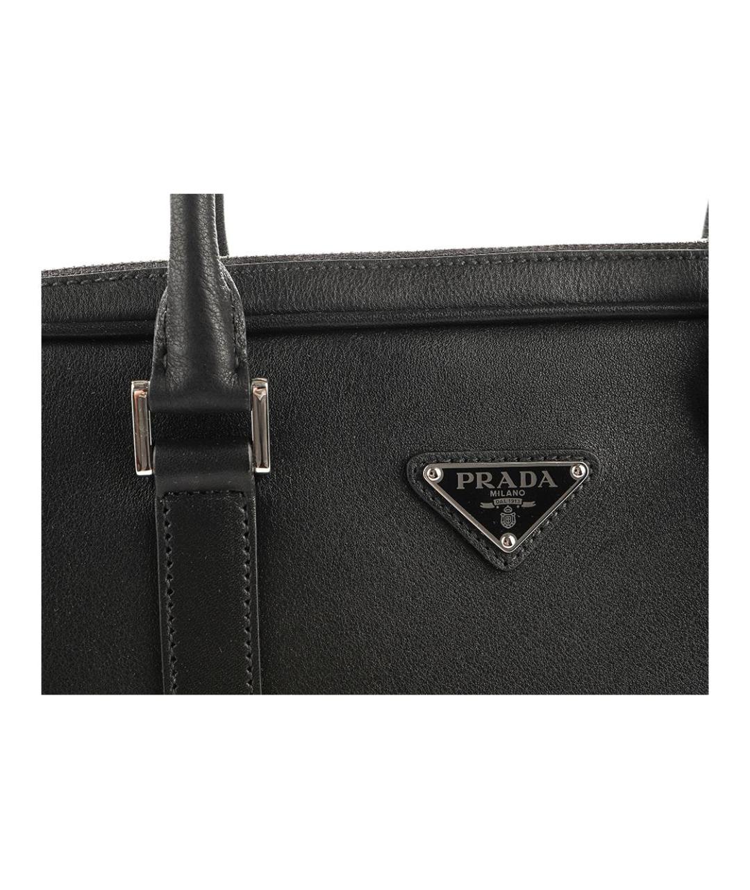 PRADA Черный кожаный портфель, фото 9