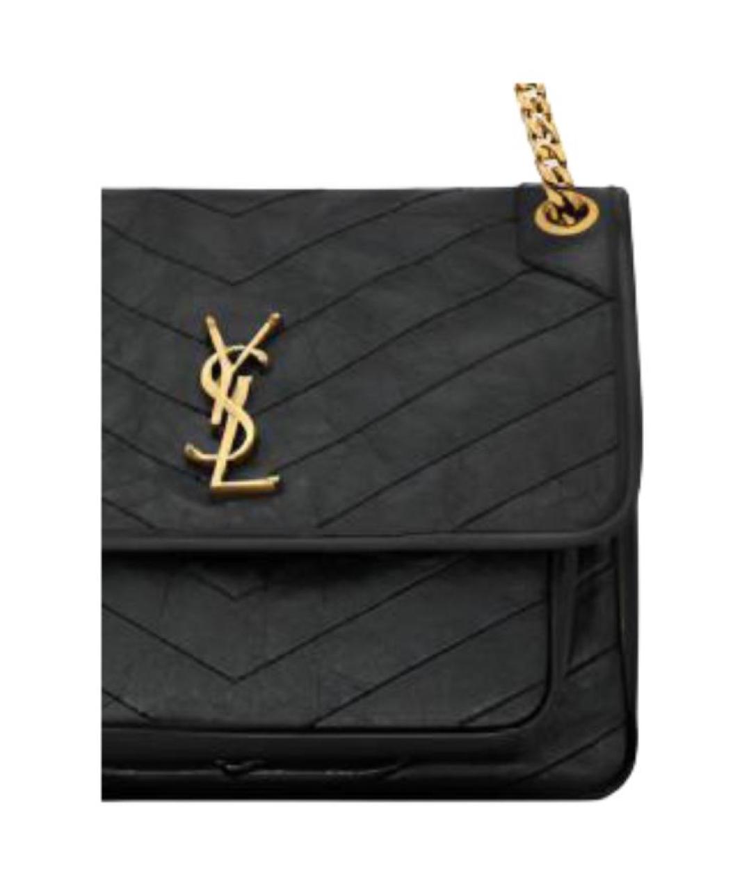 SAINT LAURENT Черная кожаная сумка через плечо, фото 6