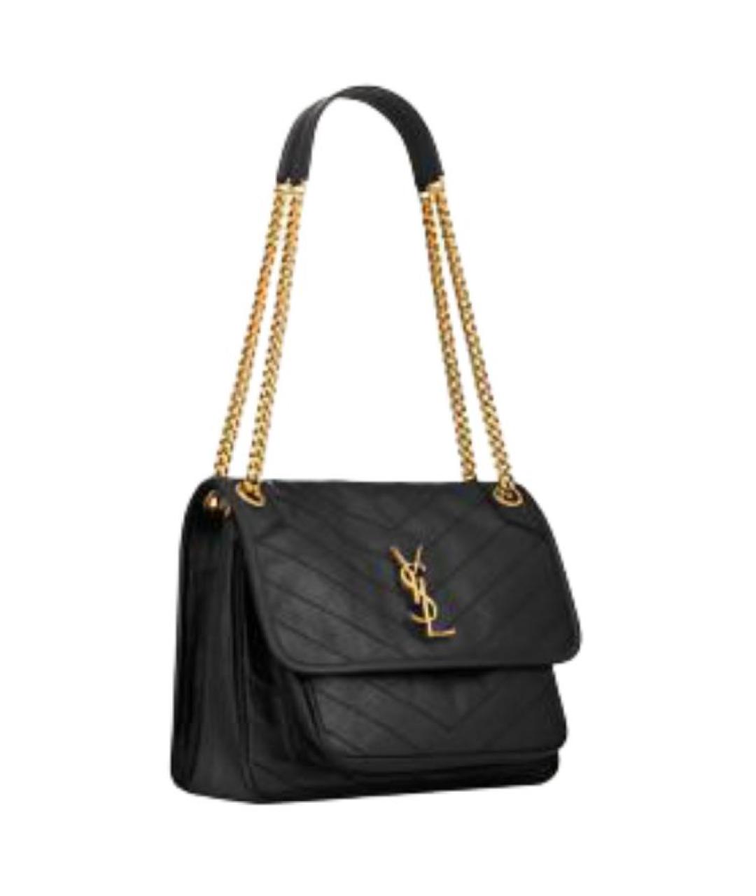 SAINT LAURENT Черная кожаная сумка через плечо, фото 2