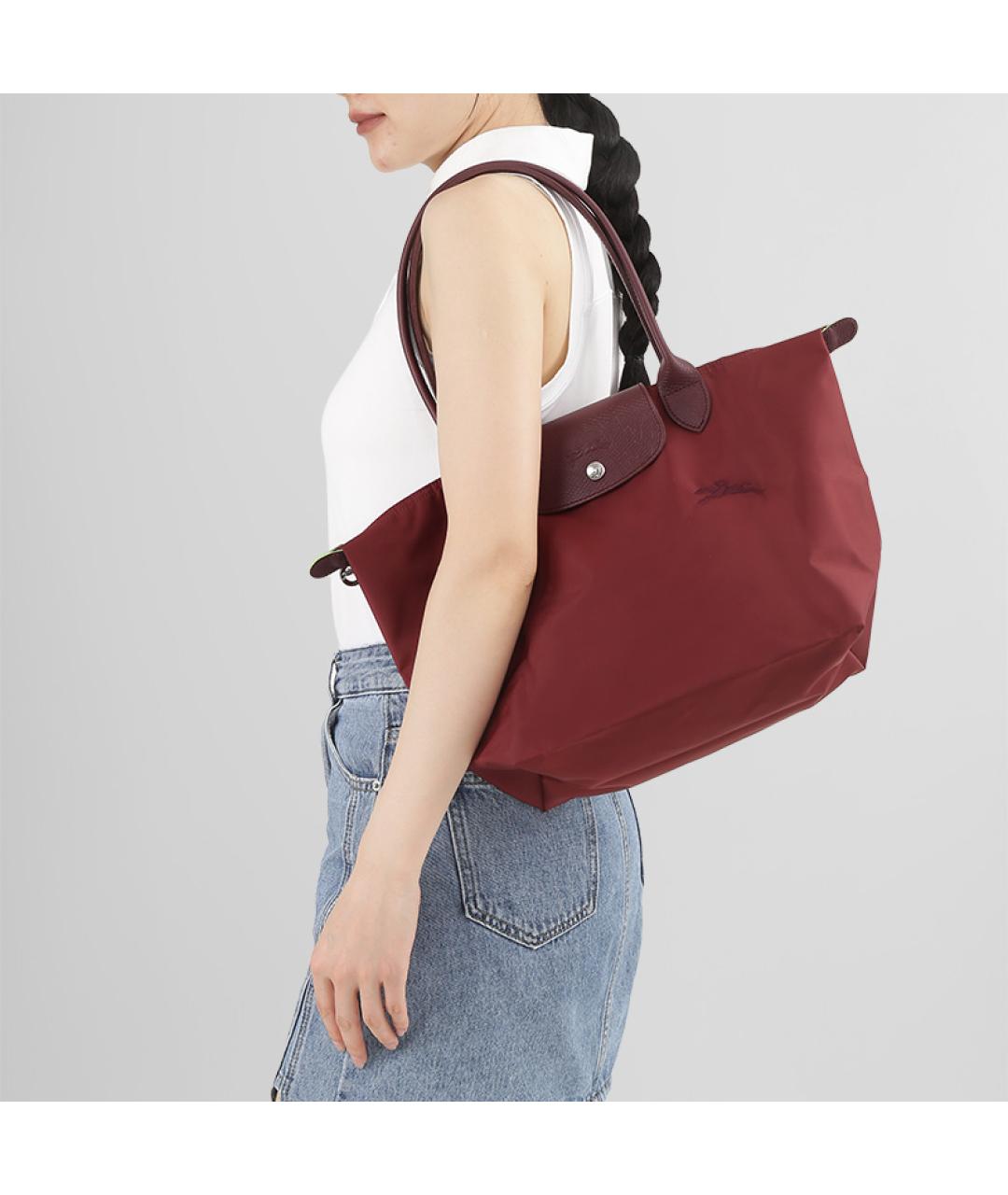 LONGCHAMP Бордовая тканевая сумка через плечо, фото 6