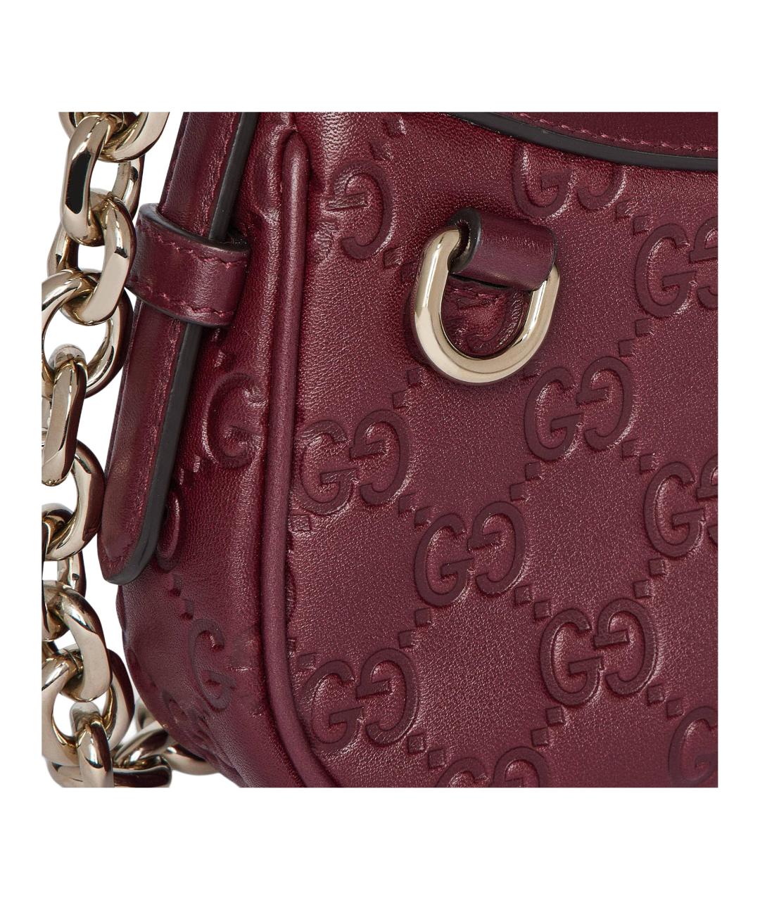 GUCCI Бордовая кожаная сумка через плечо, фото 6