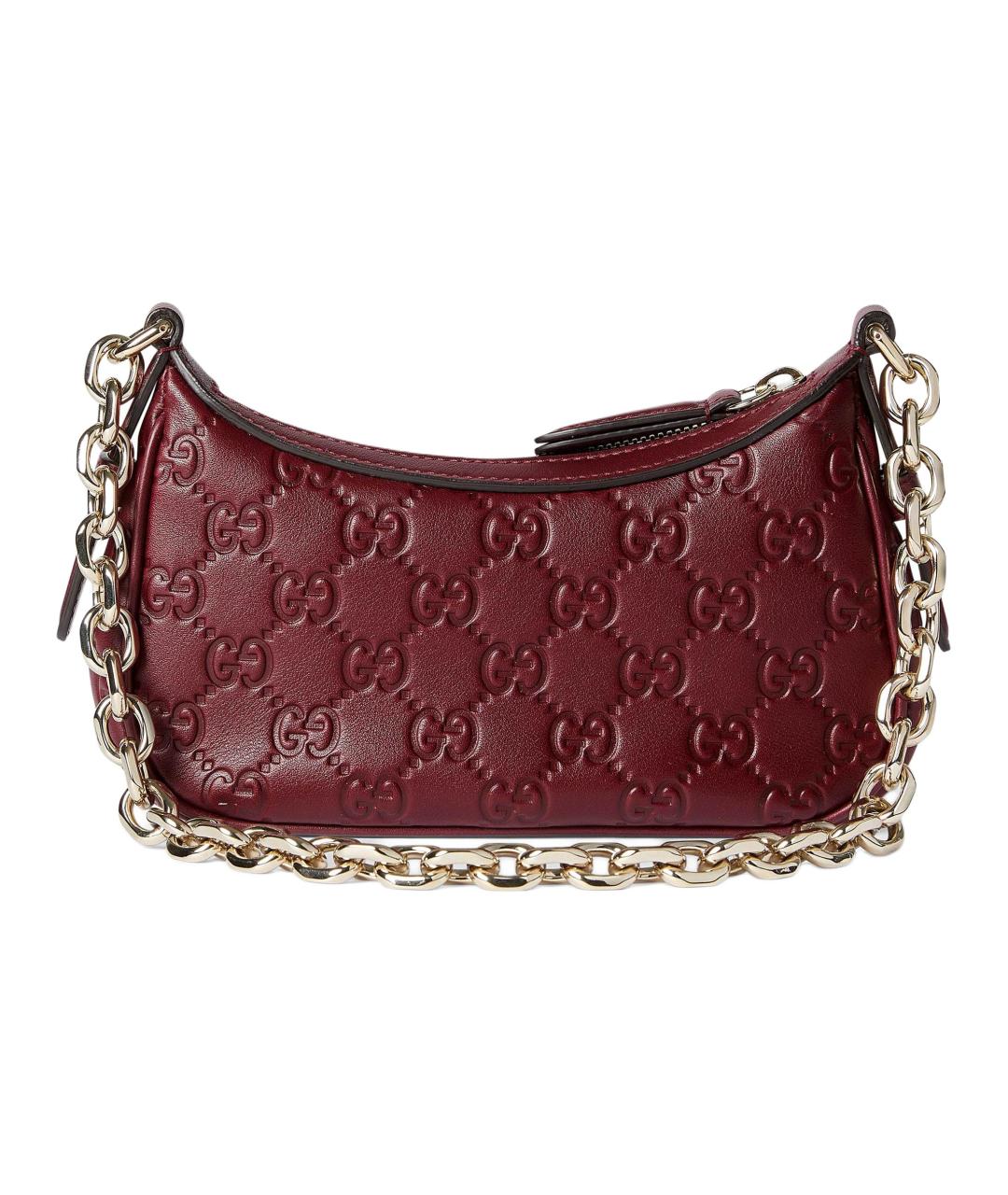 GUCCI Бордовая кожаная сумка через плечо, фото 3