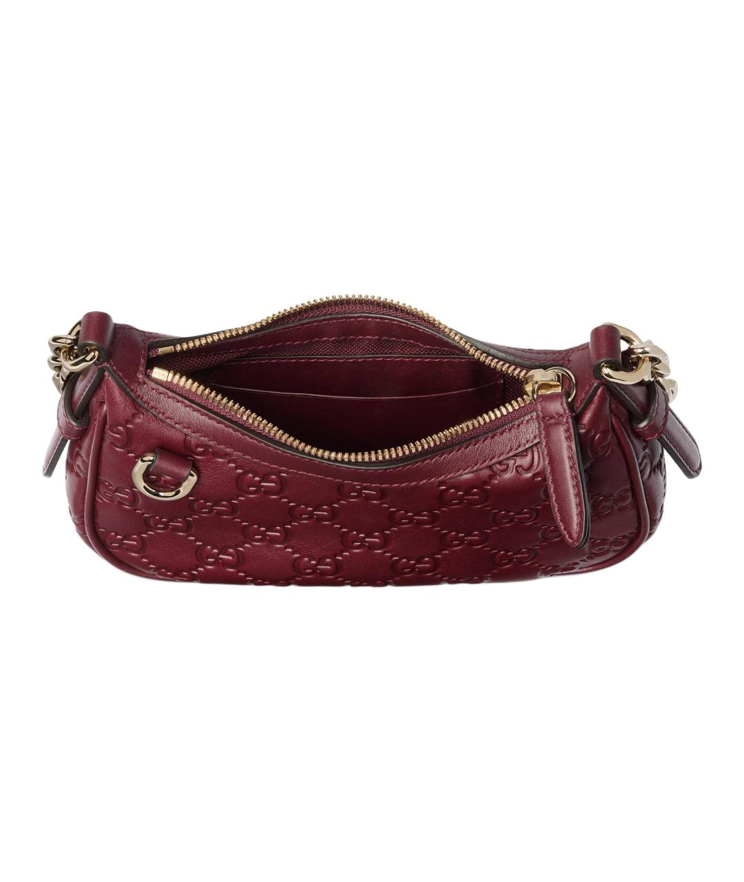 GUCCI Бордовая кожаная сумка через плечо, фото 5