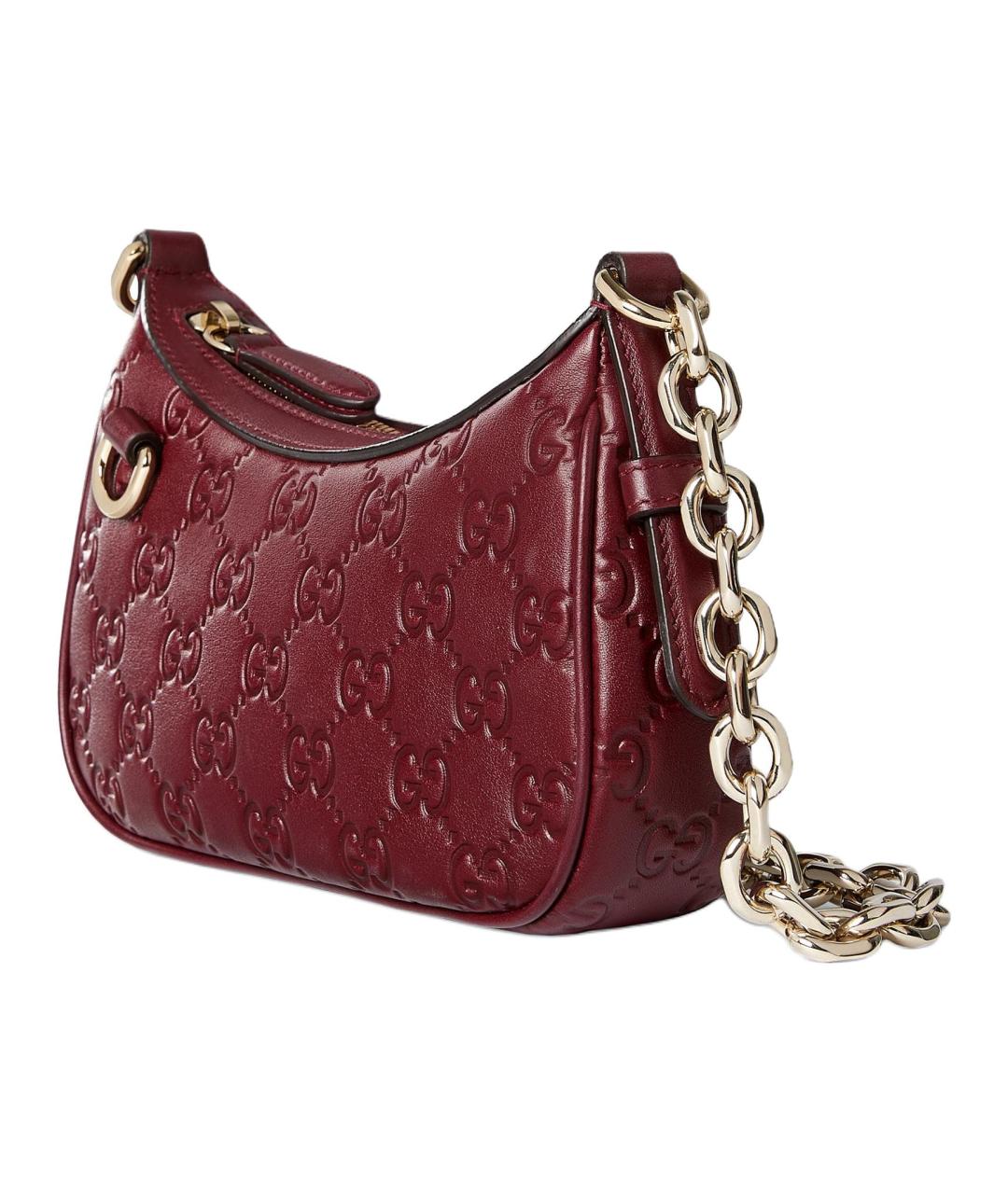 GUCCI Бордовая кожаная сумка через плечо, фото 2