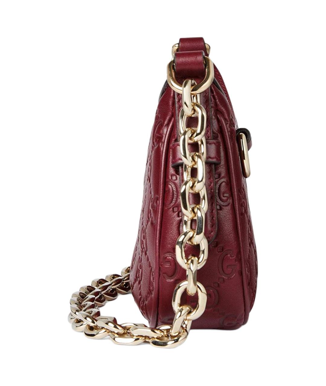 GUCCI Бордовая кожаная сумка через плечо, фото 4