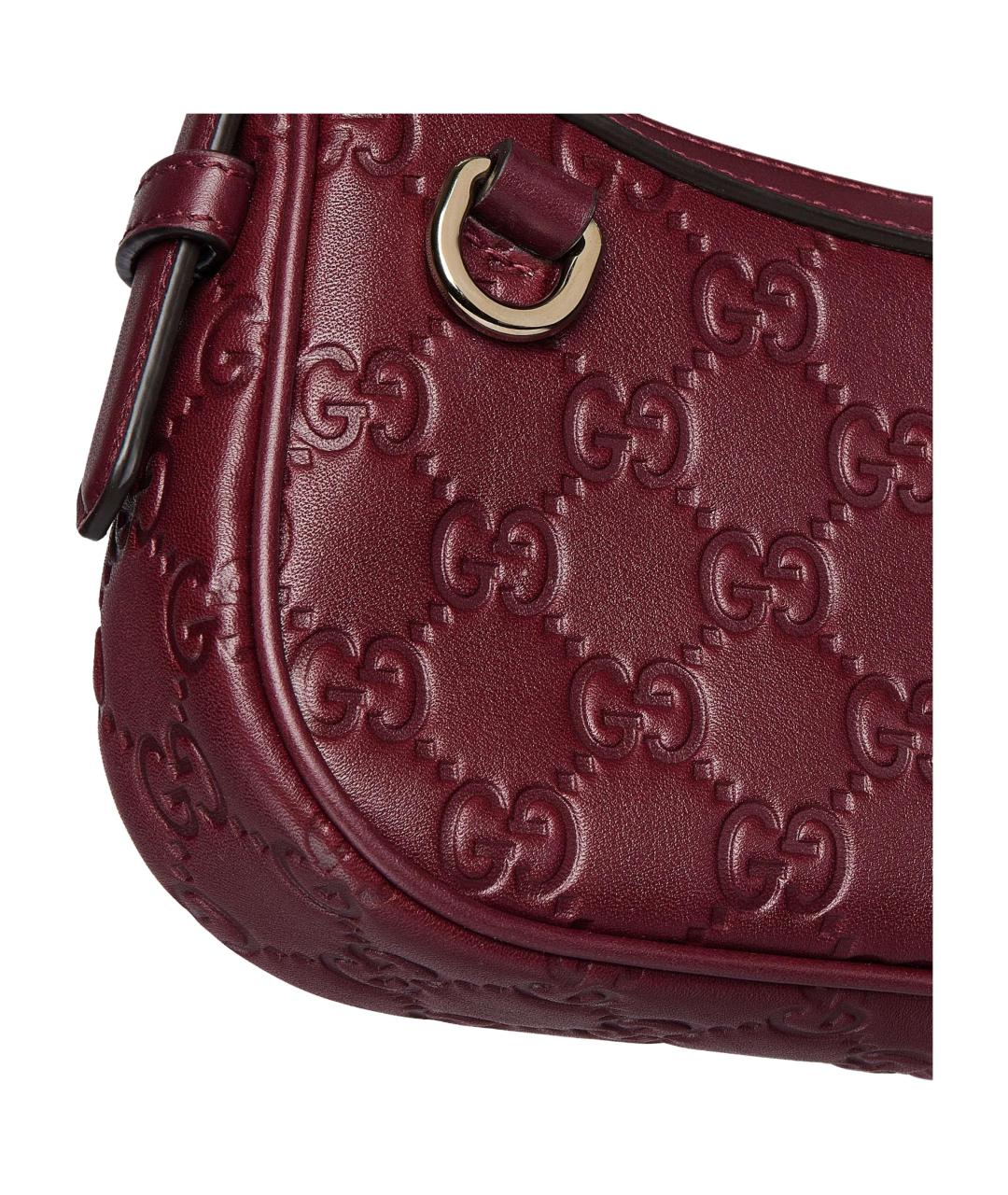 GUCCI Бордовая кожаная сумка через плечо, фото 7