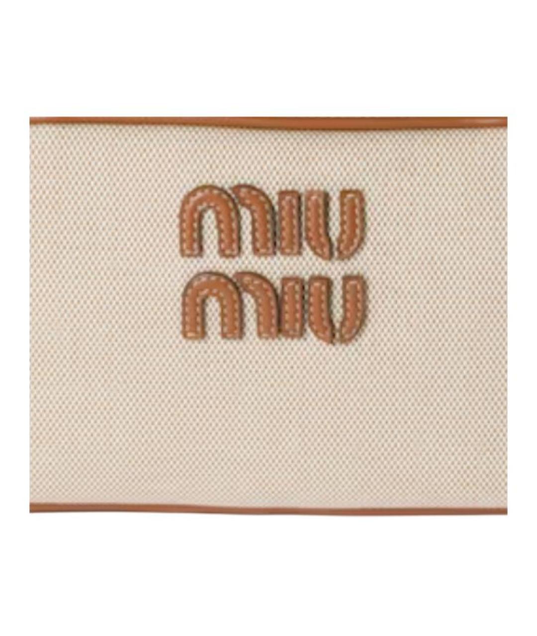 MIU MIU Бежевая хлопковая сумка через плечо, фото 6