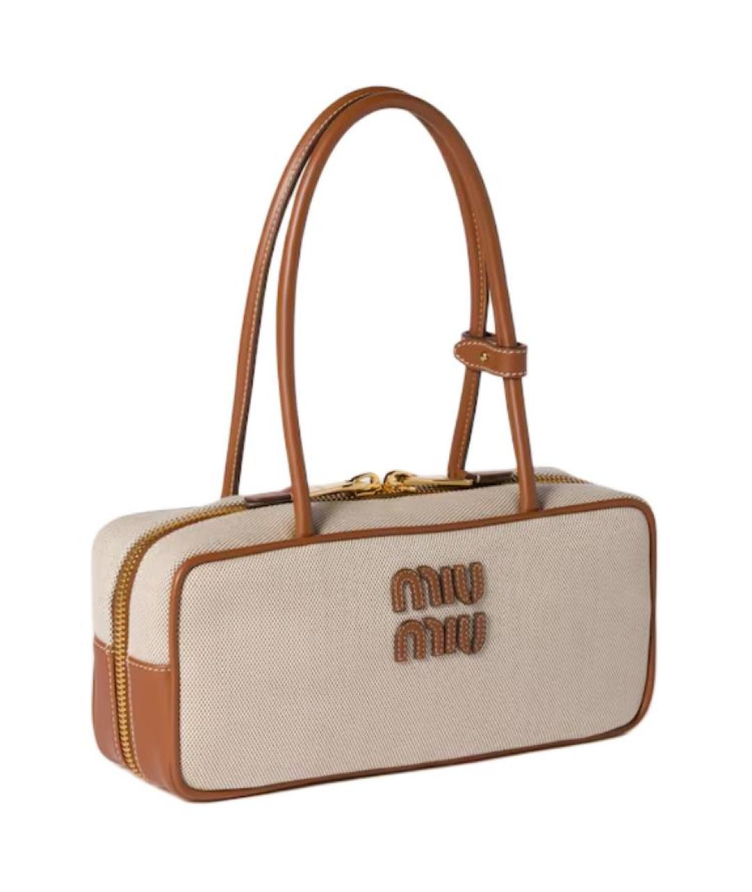 MIU MIU Бежевая хлопковая сумка через плечо, фото 2