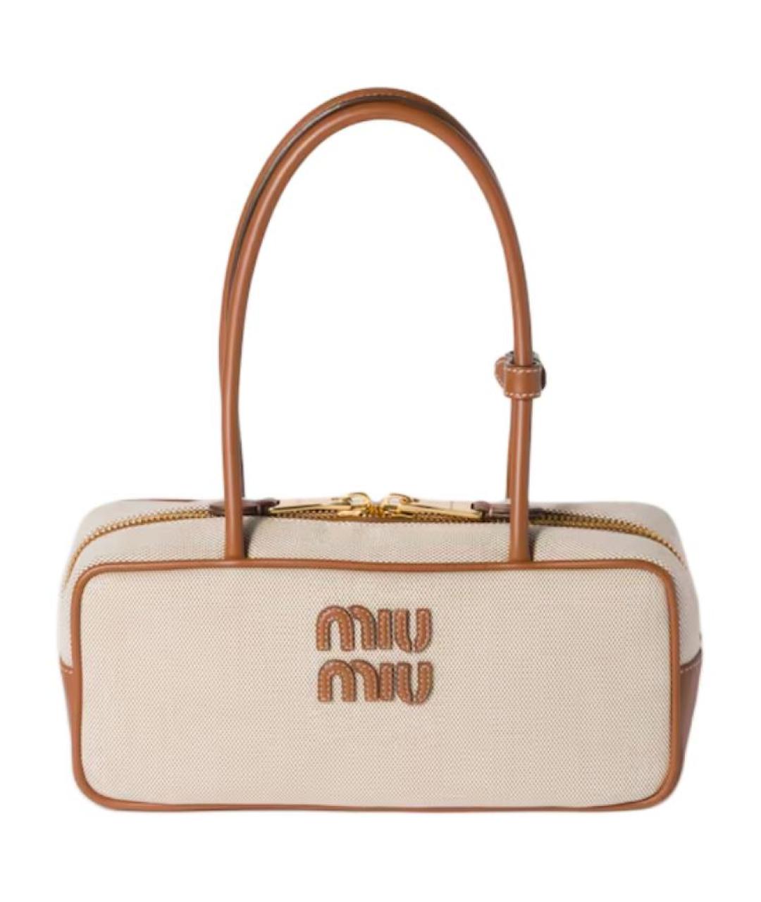 MIU MIU Бежевая хлопковая сумка через плечо, фото 1