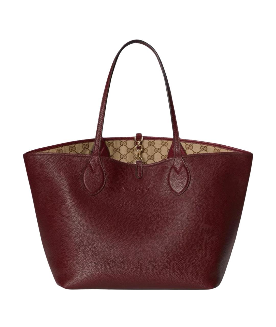 GUCCI Бордовая кожаная сумка тоут, фото 1