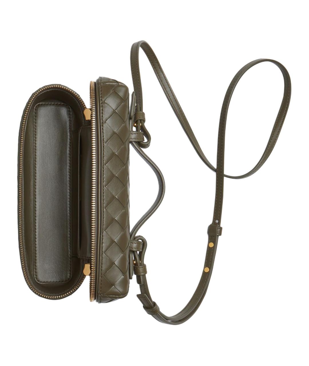 BOTTEGA VENETA Хаки кожаная сумка через плечо, фото 4