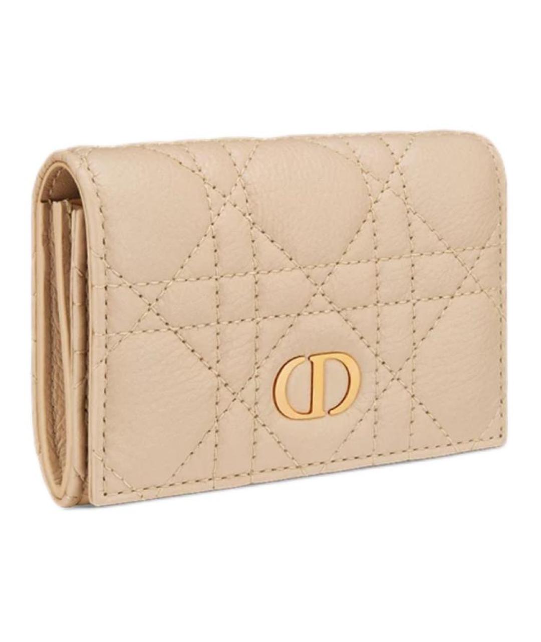 CHRISTIAN DIOR Бежевый кожаный кошелек, фото 2