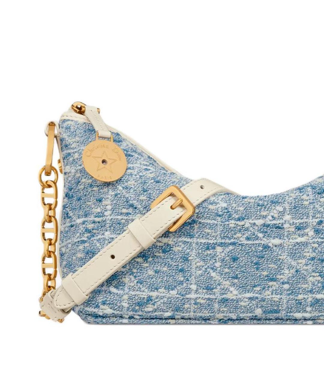 CHRISTIAN DIOR Голубая хлопковая сумка через плечо, фото 6
