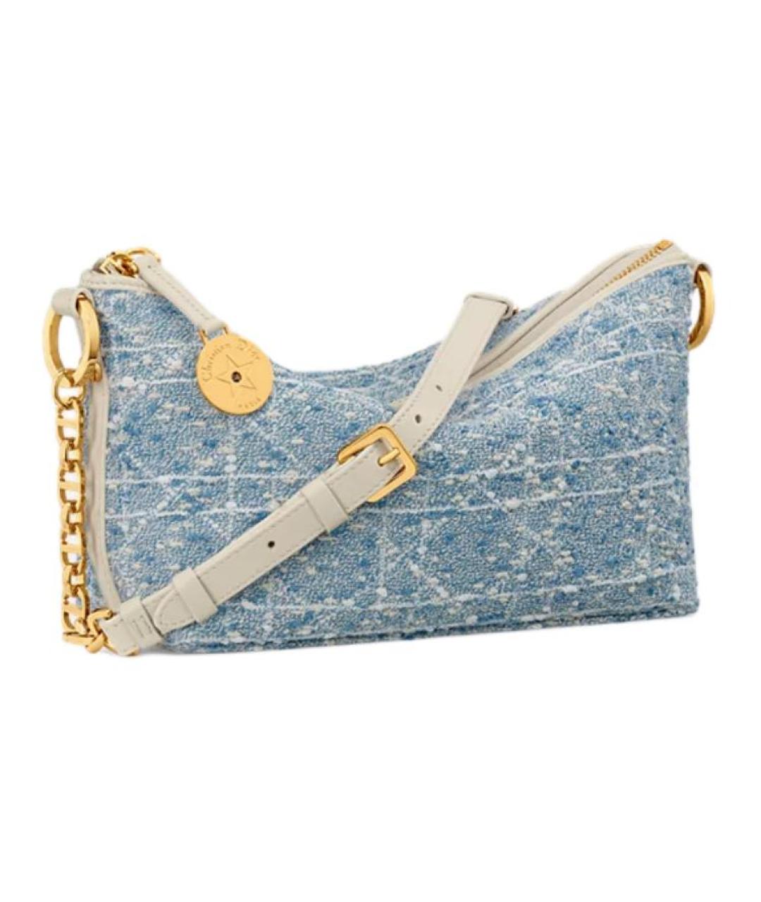 CHRISTIAN DIOR Голубая хлопковая сумка через плечо, фото 3