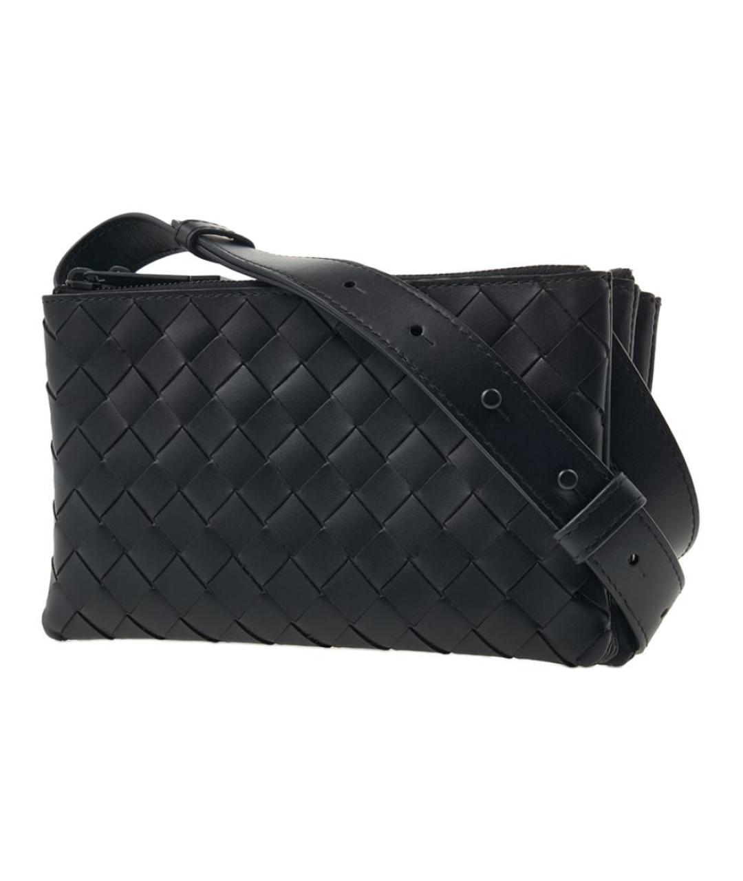 BOTTEGA VENETA Черная кожаная сумка через плечо, фото 2