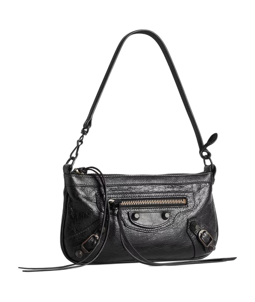 BALENCIAGA Черная кожаная сумка через плечо, фото 2