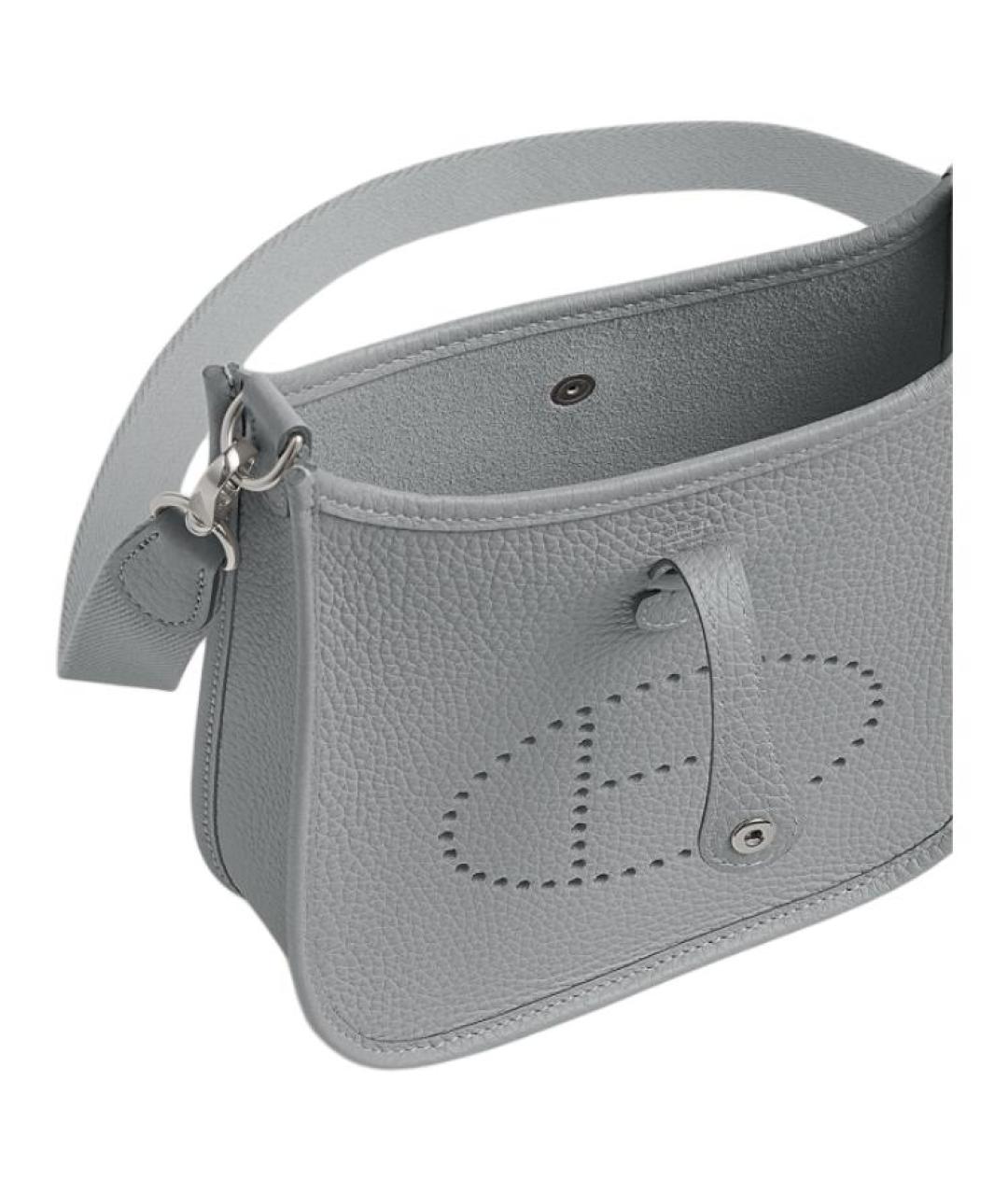 HERMES Серая кожаная сумка через плечо, фото 4