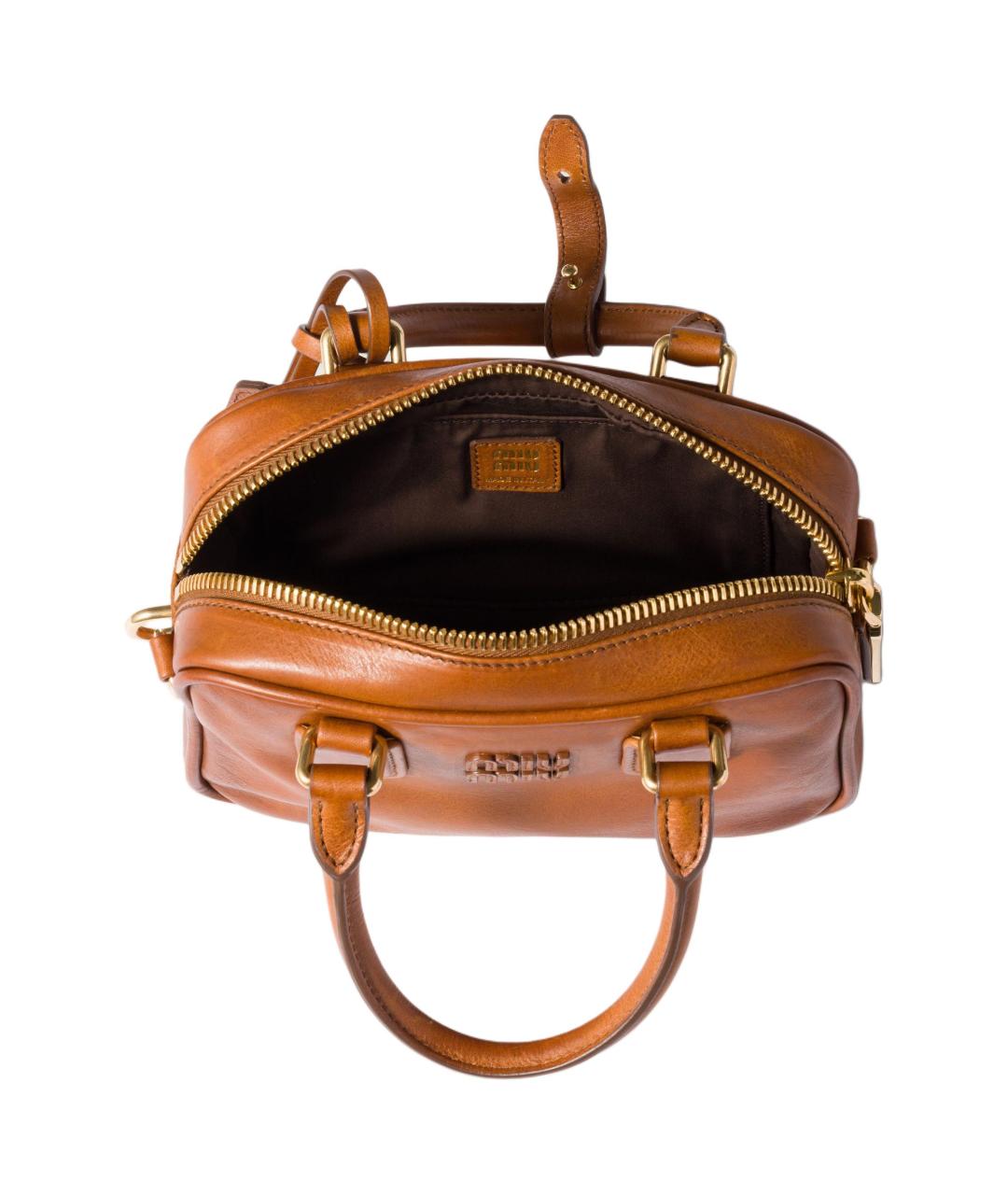 MIU MIU Коричневая кожаная сумка через плечо, фото 4