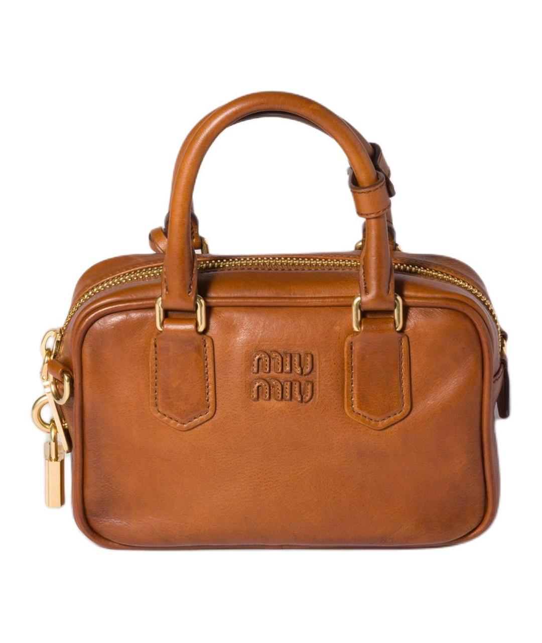 MIU MIU Коричневая кожаная сумка через плечо, фото 1