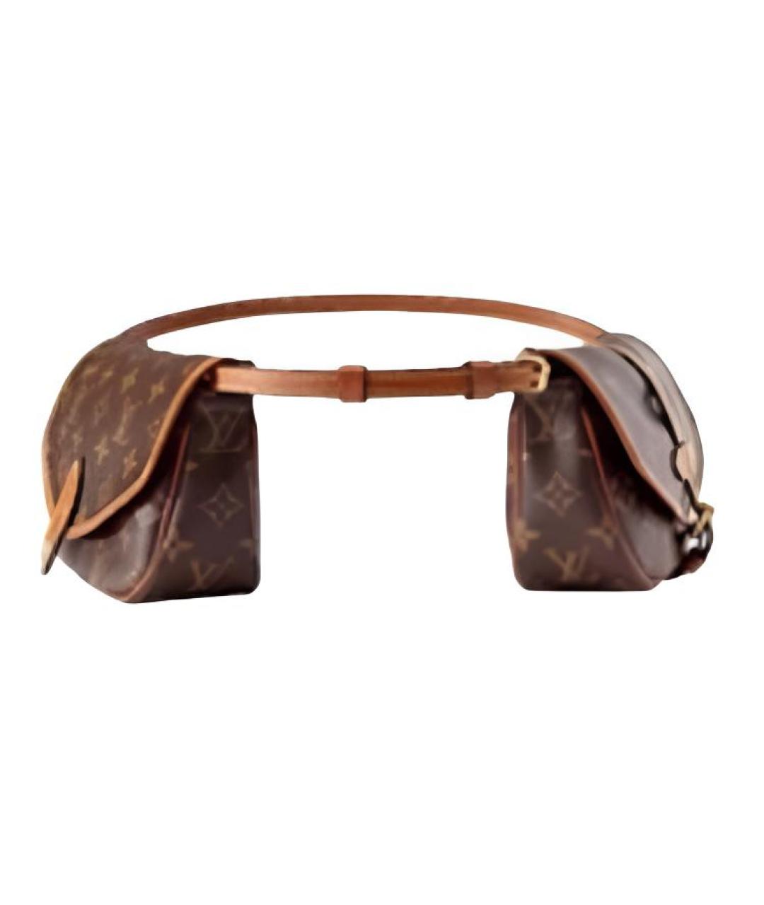 LOUIS VUITTON Коричневая кожаная поясная сумка, фото 1