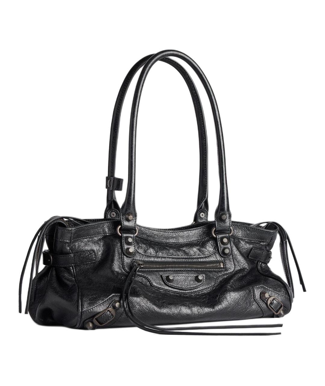 BALENCIAGA Черная кожаная сумка через плечо, фото 2