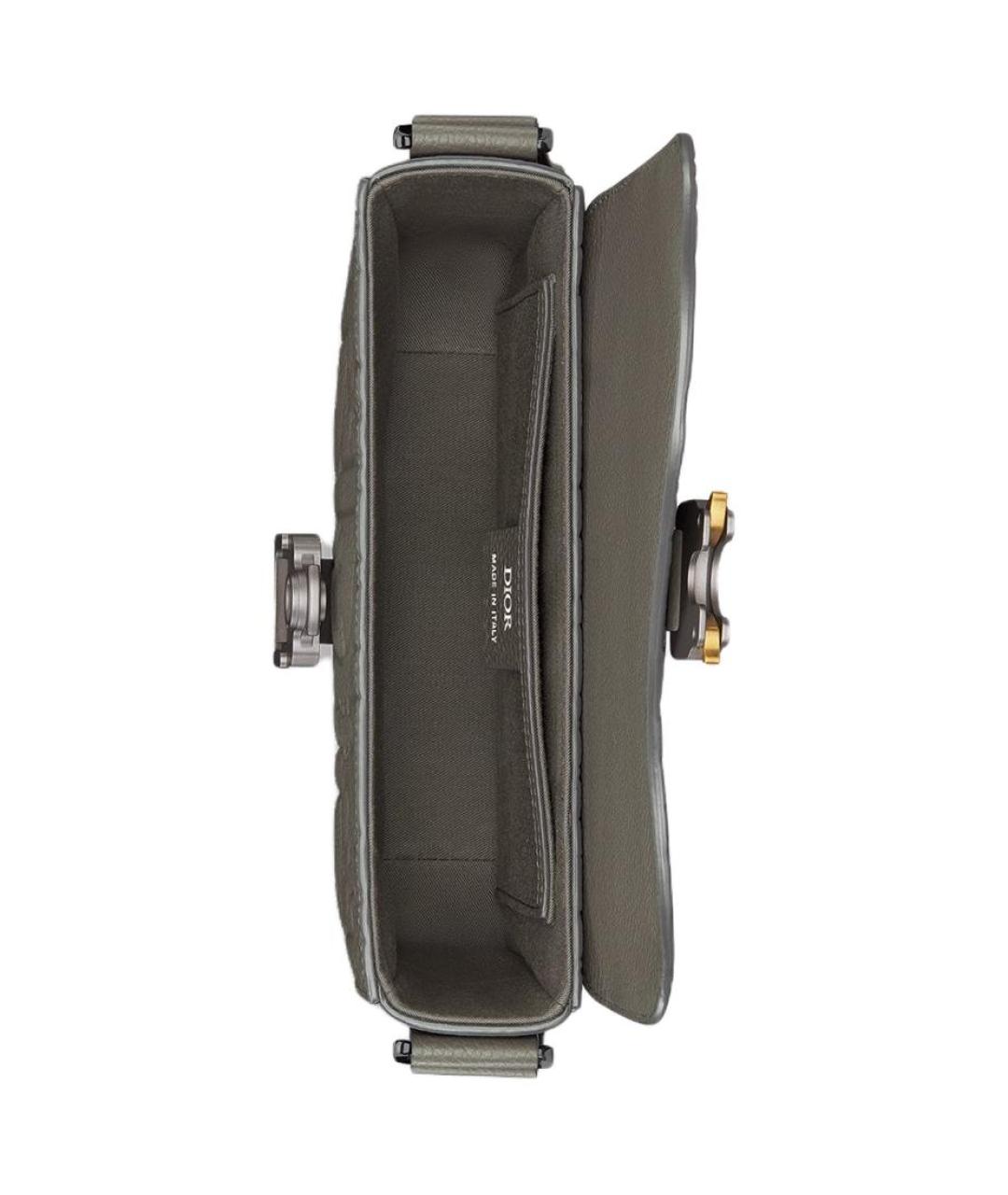 CHRISTIAN DIOR Серая кожаная сумка на плечо, фото 5