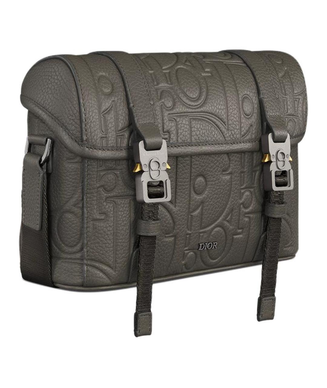 CHRISTIAN DIOR Серая кожаная сумка через плечо, фото 3