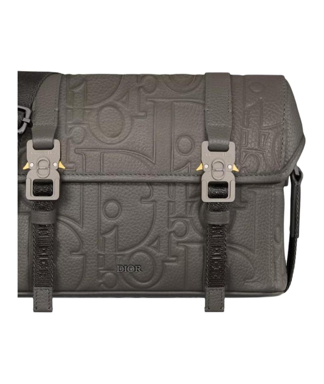 CHRISTIAN DIOR Серая кожаная сумка через плечо, фото 6