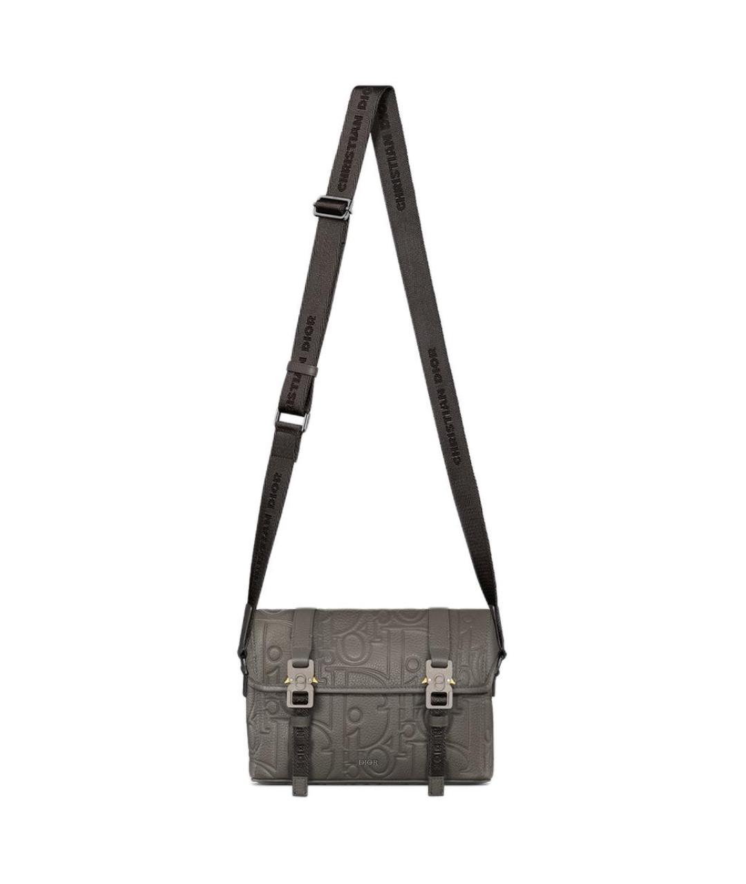 CHRISTIAN DIOR Серая кожаная сумка через плечо, фото 2
