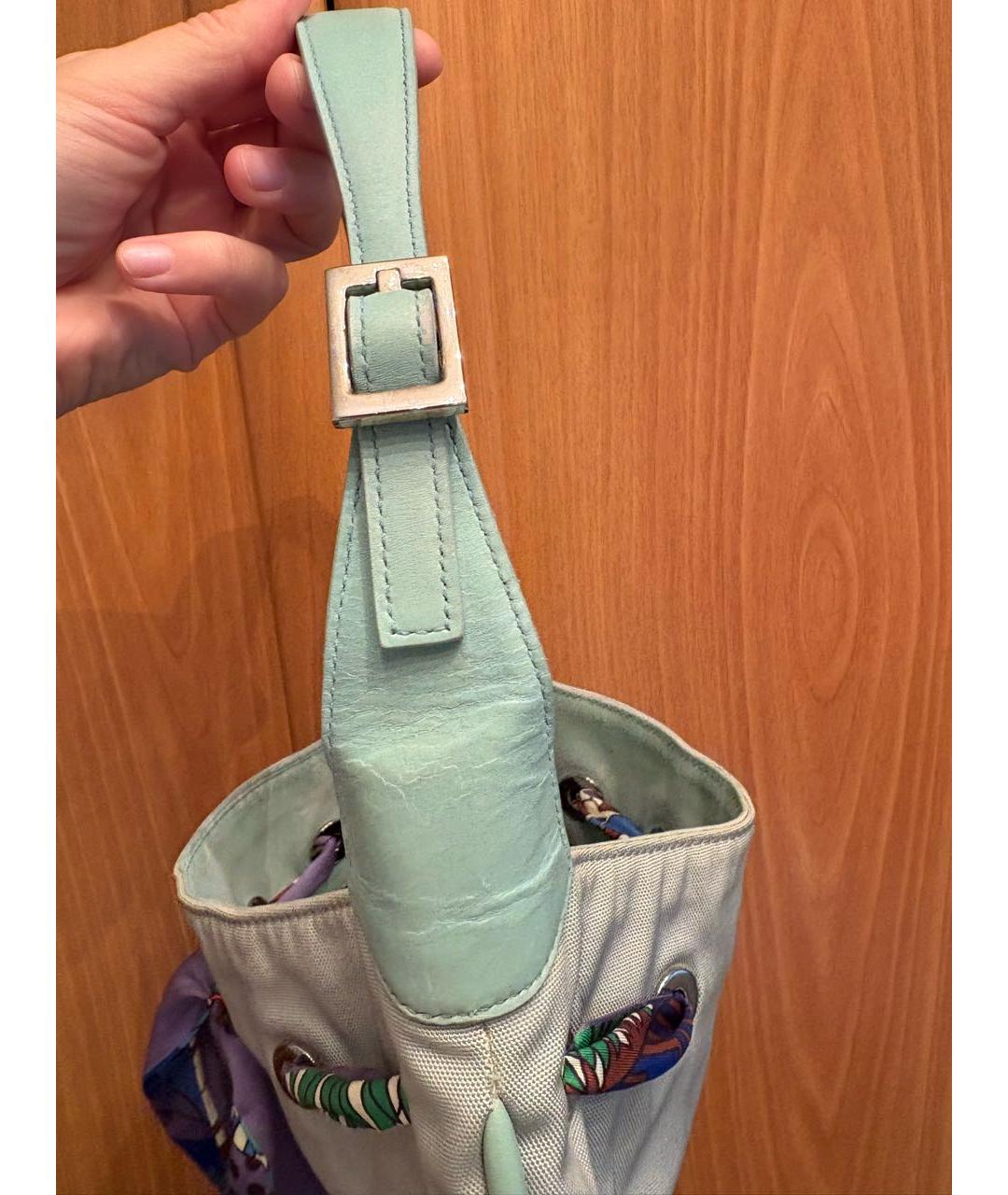 GUCCI Голубая кожаная сумка с короткими ручками, фото 8