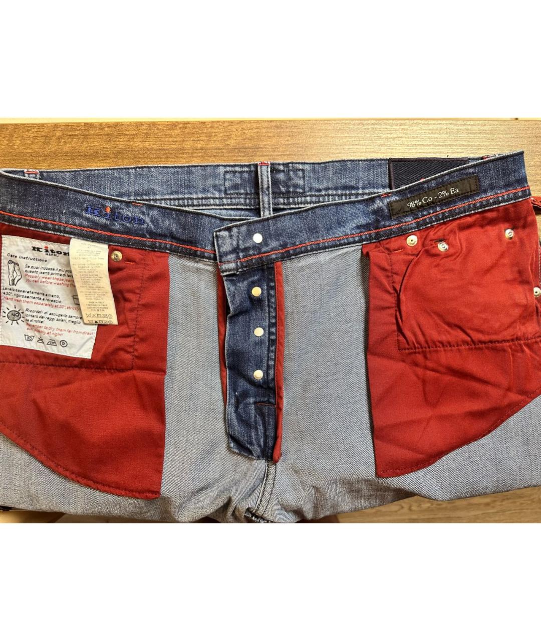 KITON Синие хлопко-эластановые джинсы, фото 4